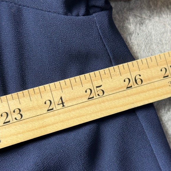 Michael Kors Womens 2XL Navy Blue Layered Chiffon Split Back Short Sleeve Blouse - Picture 2 of 7